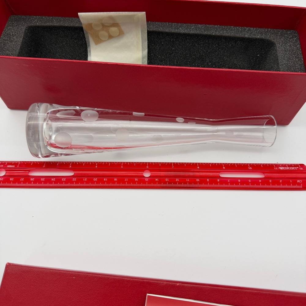 Baccarat Beluga Crystal Bud Vase 8 Inch Frosted Polka Dot Bubble France with Box